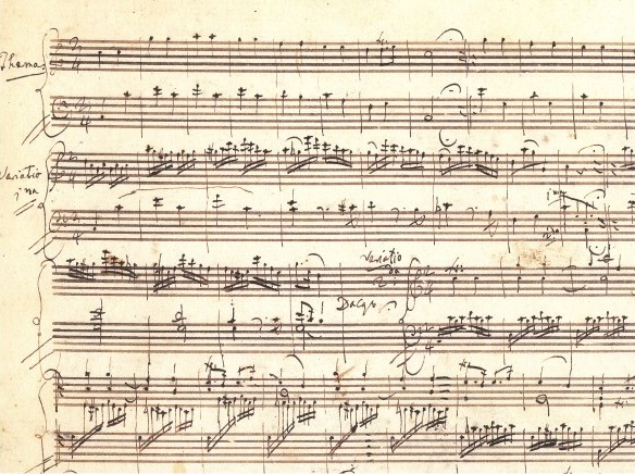 Wolfgang Amadé Mozart, erste Seite der 12 Variationen über das Lied "Ah! vous-diraj je, Maman"